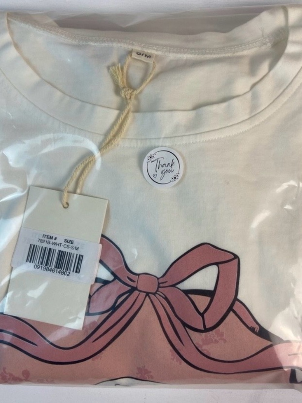 New Skeleton Coffee Graphic Tee White Pink Bow Gothic Cute Oversized S/M - Picture 10 of 10